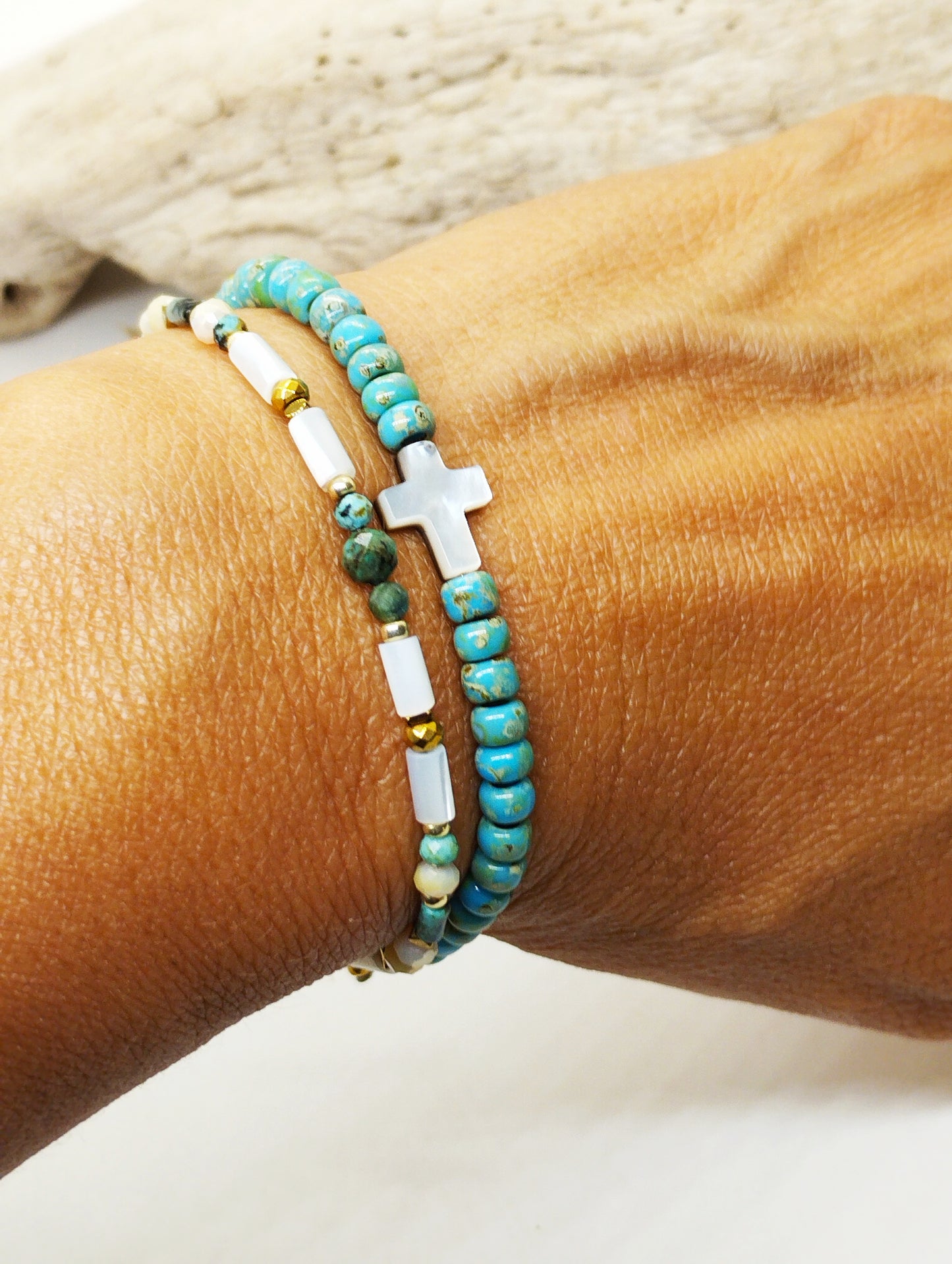 Bracelet Turquoises et nacre