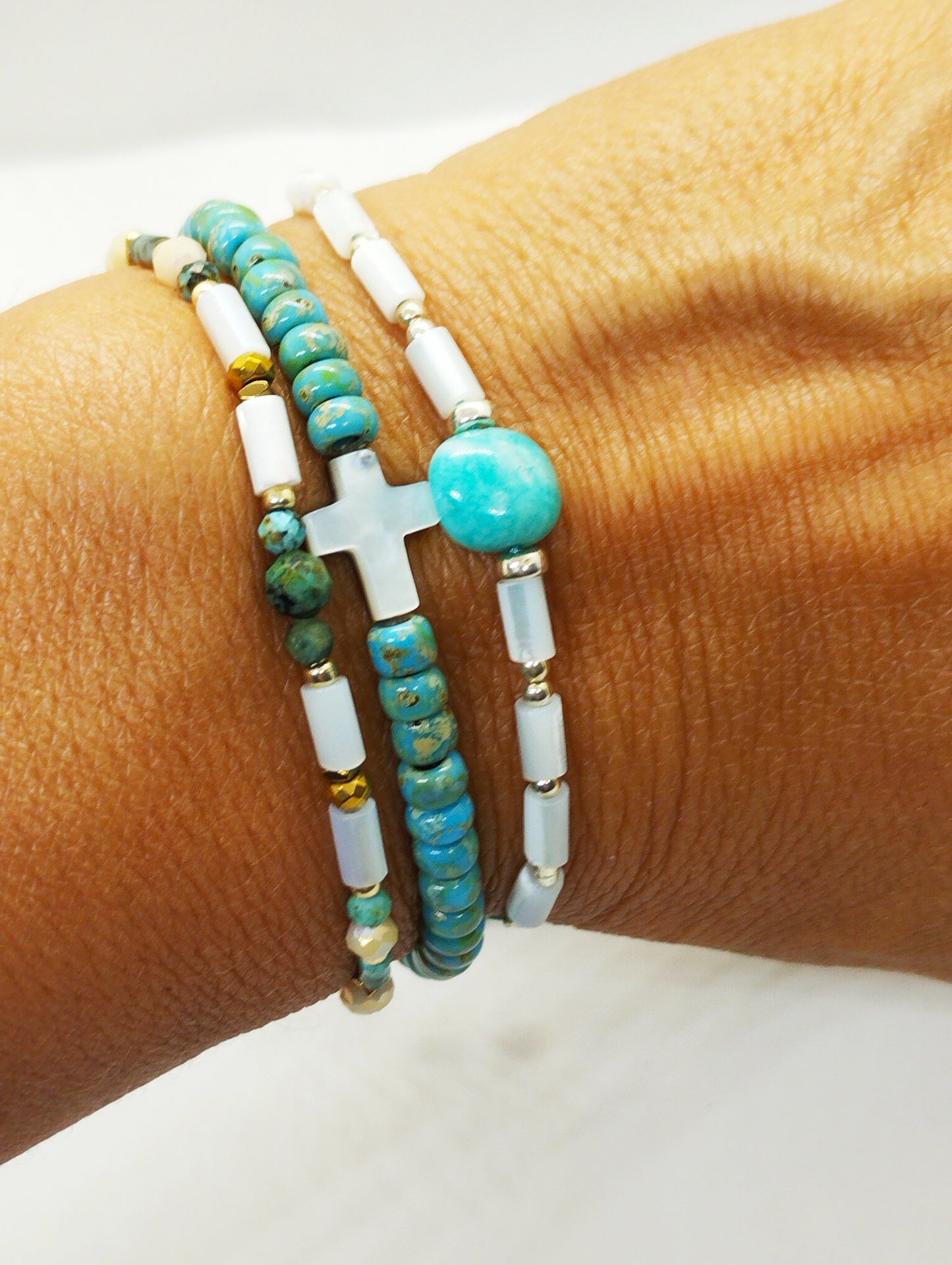 Bracelet Turquoises et nacre