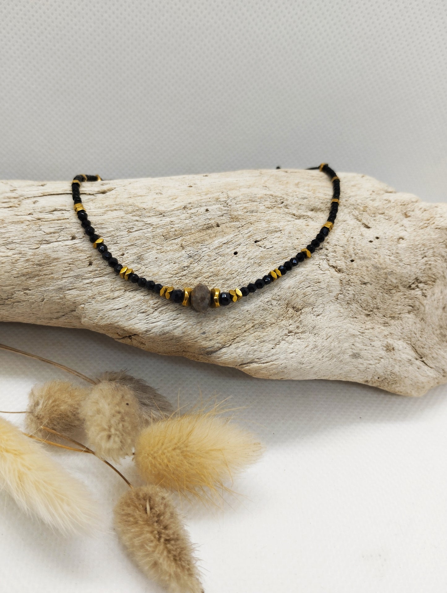 Bracelet cordon Labradorite et Onyx