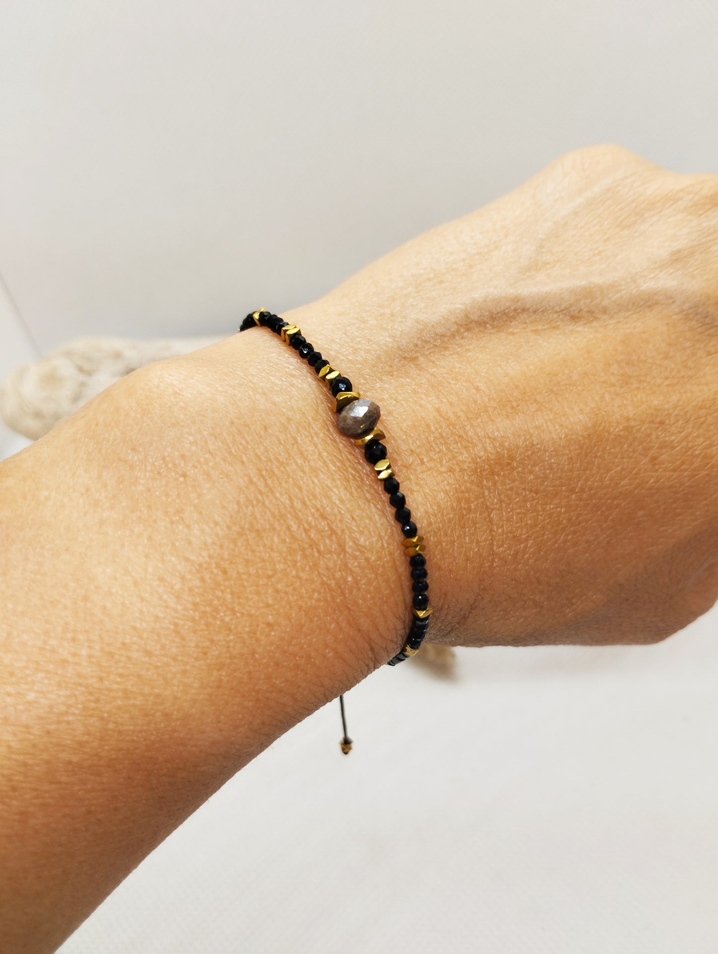 Bracelet cordon Labradorite et Onyx