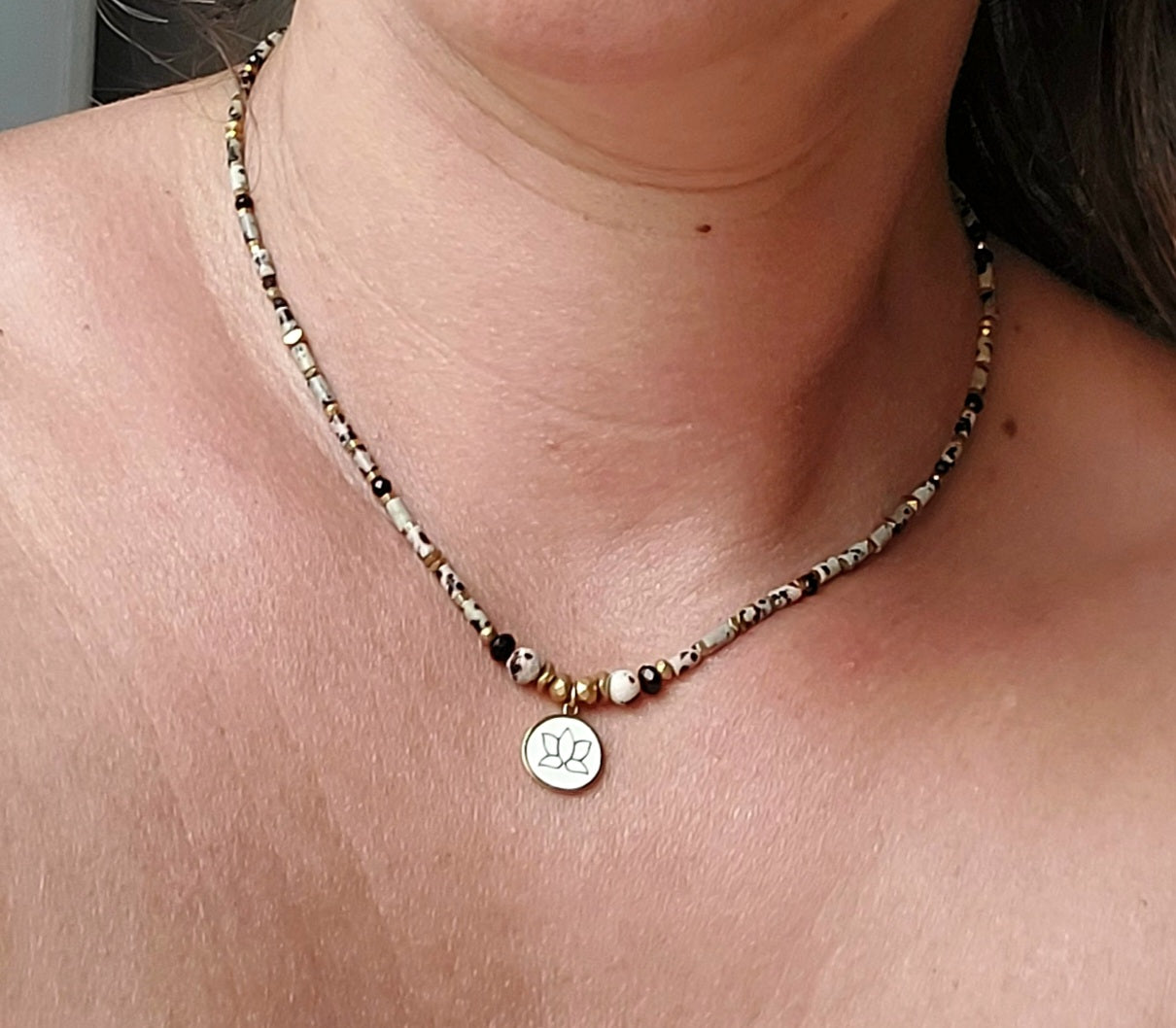 Collier Bohème Jaspe Dalmatien