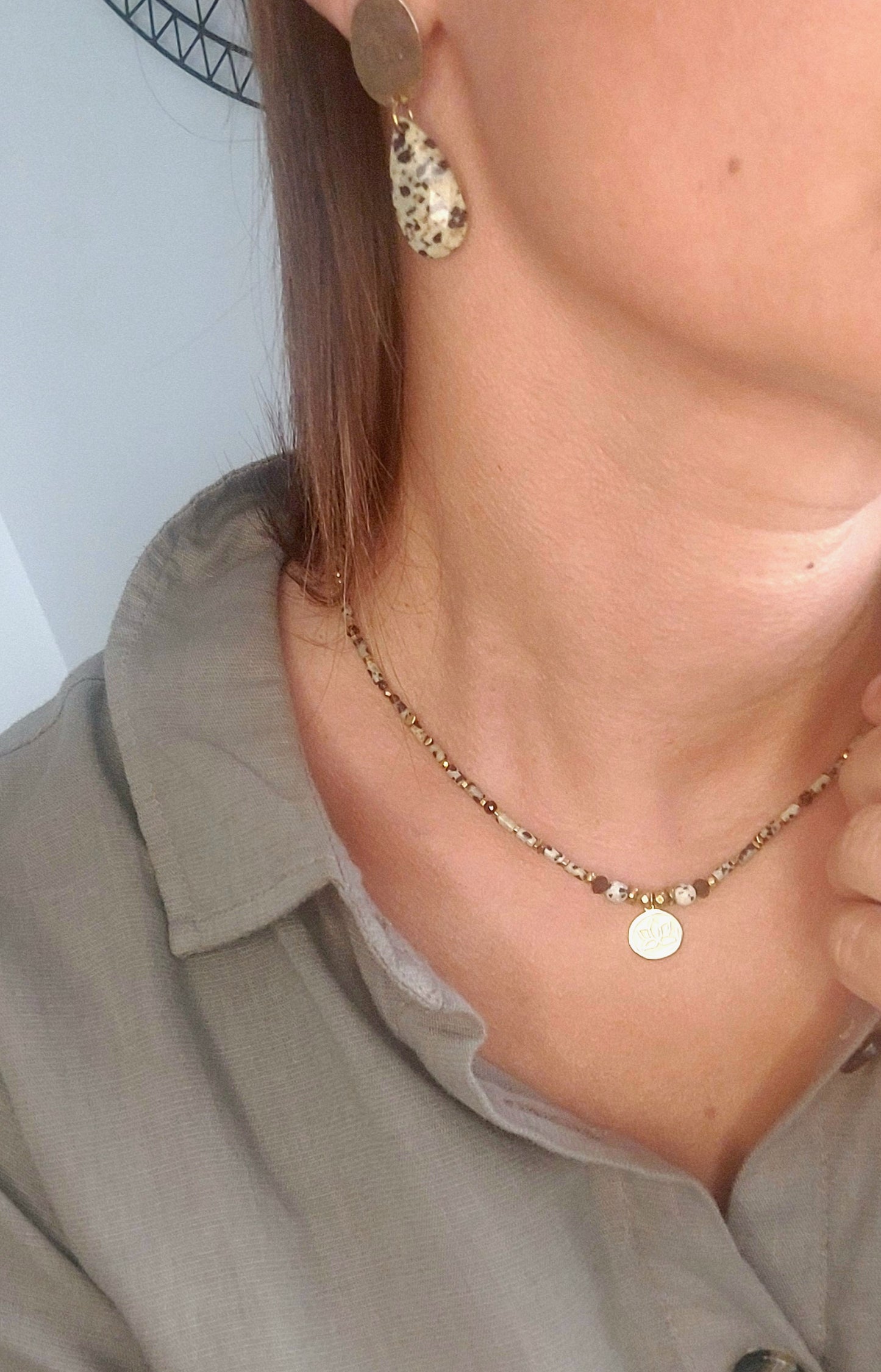 Collier Bohème Jaspe Dalmatien