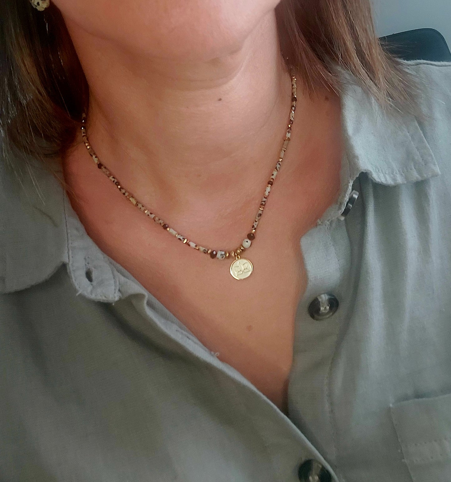 Collier Bohème Jaspe Dalmatien
