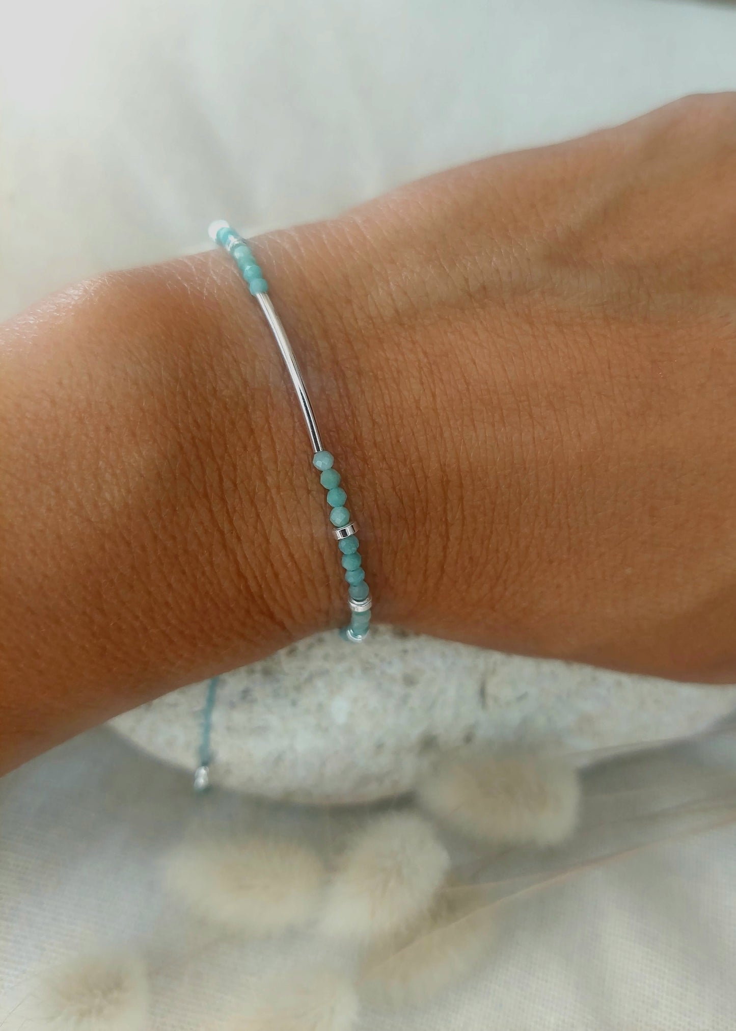 Bracelet Jonc argent et Amazonites