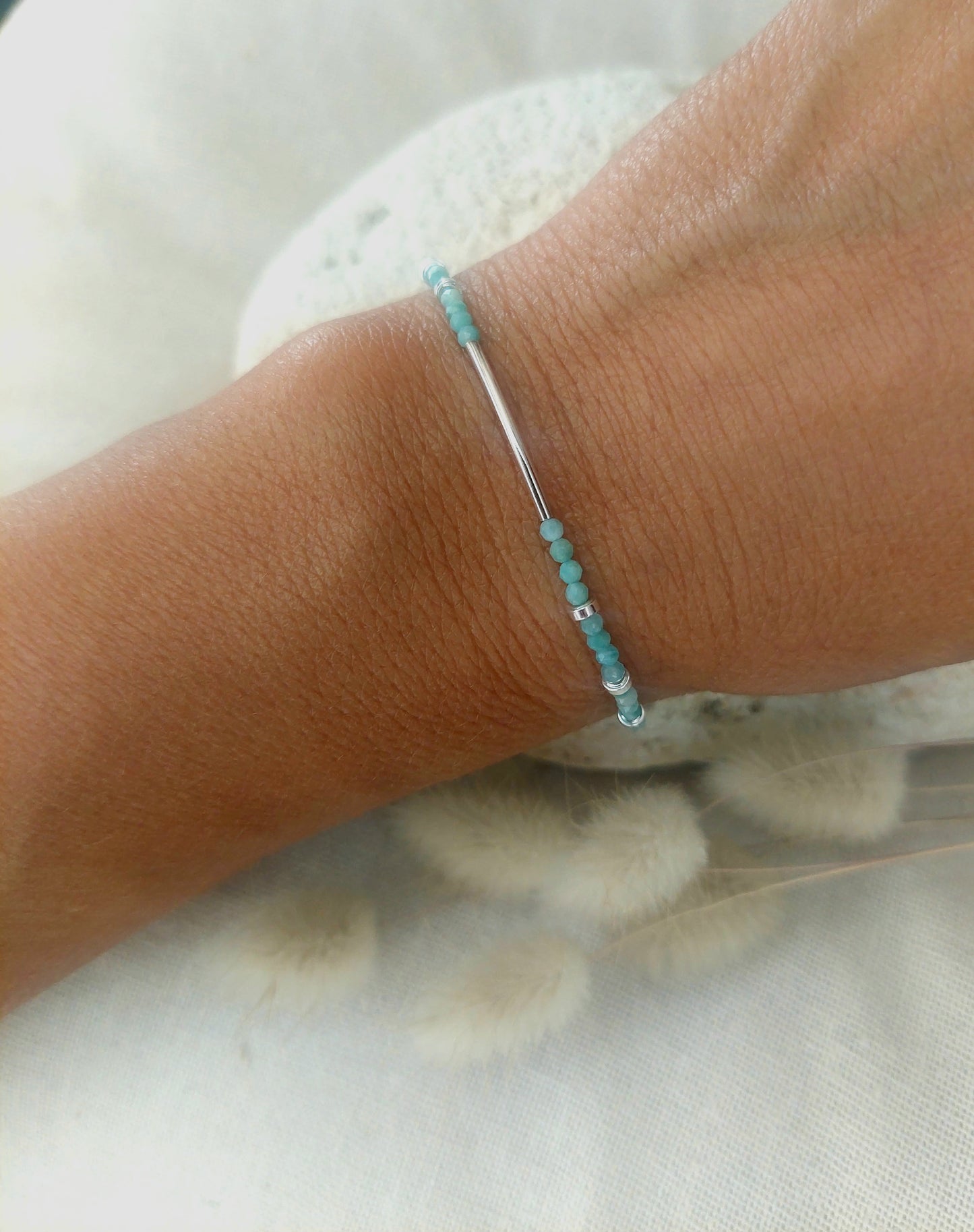 Bracelet Jonc argent et Amazonites