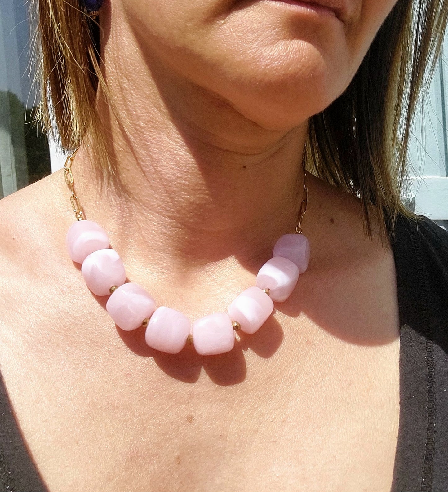 collier d'été élégant chaine et perles style boho pour femme fait main celisamm creations