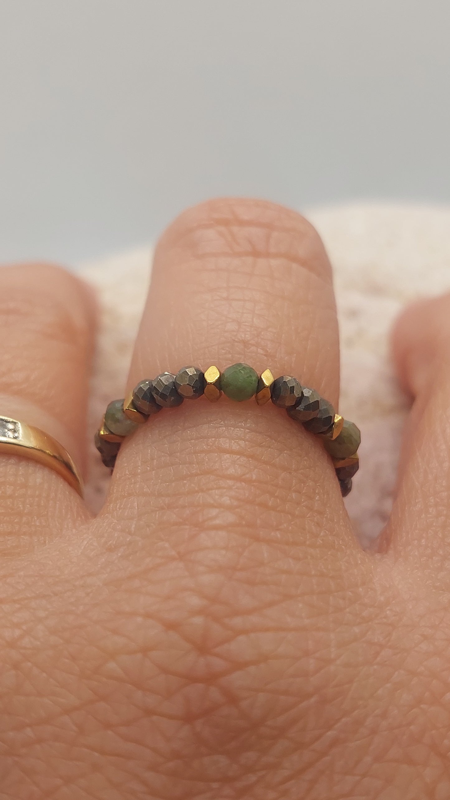 Bague Pyrites et Tourmalines