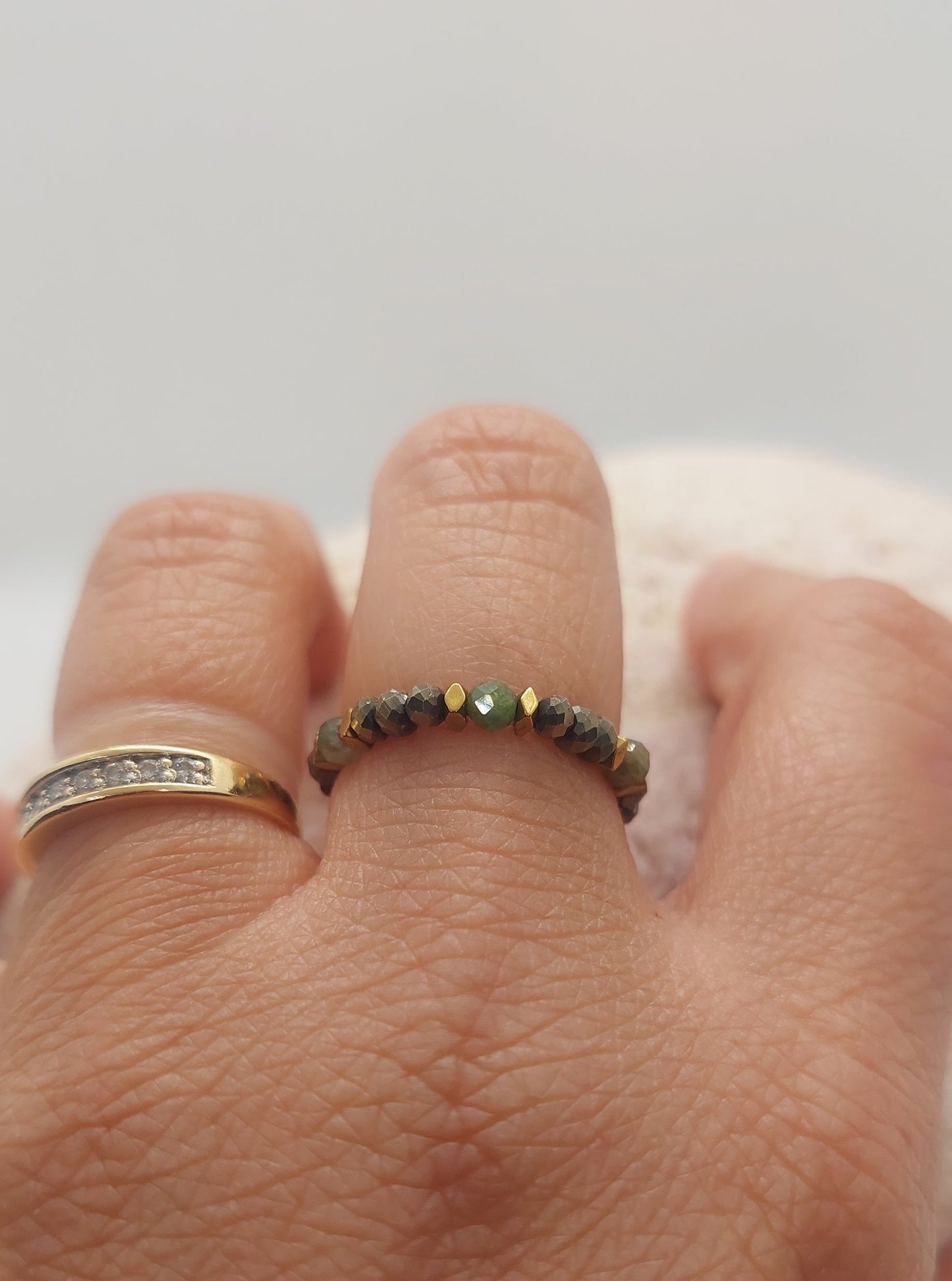Bague Pyrites et Tourmalines