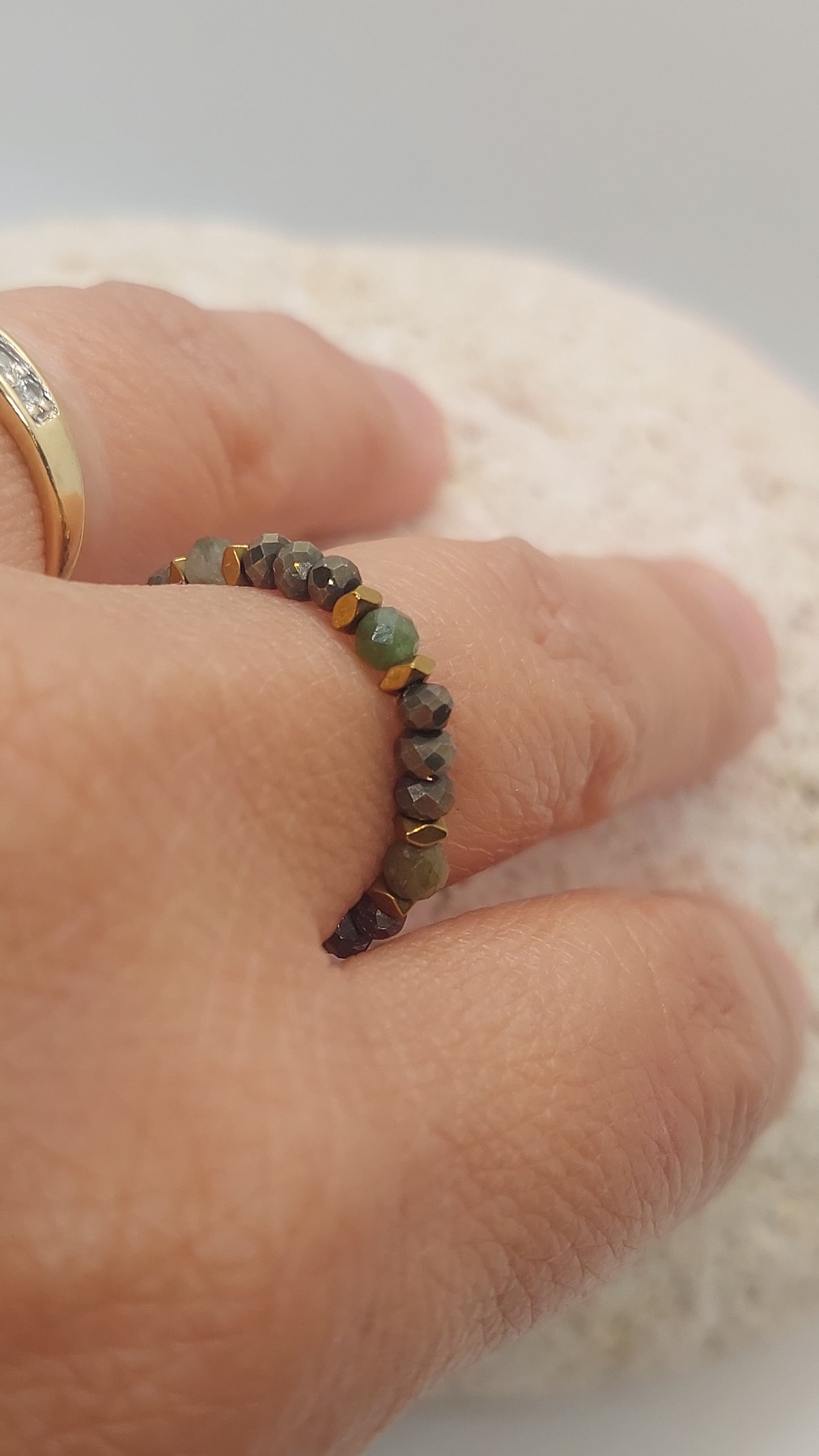 Bague Pyrites et Tourmalines