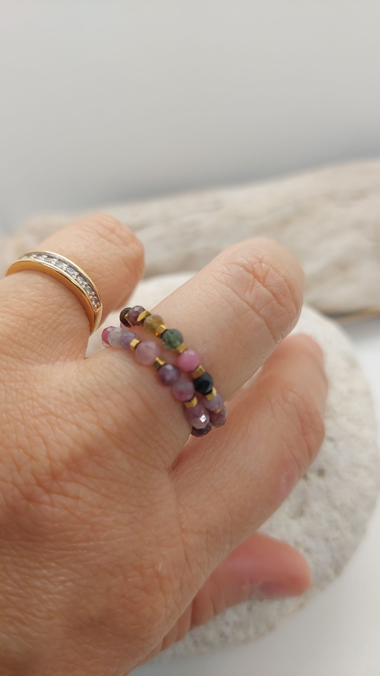 bague tourmalines multicolores naturelles