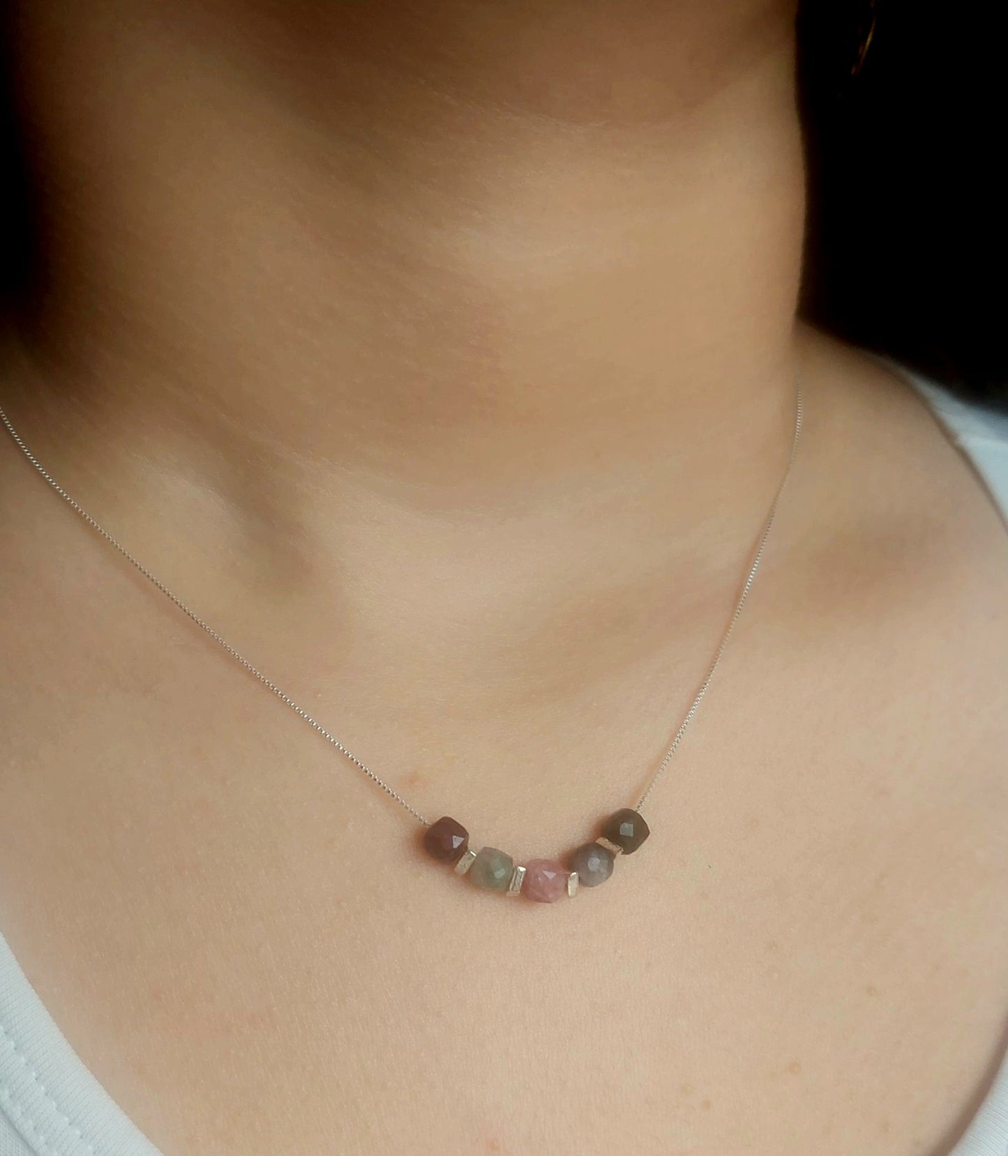 Chaine fine Tourmalines multicolores
