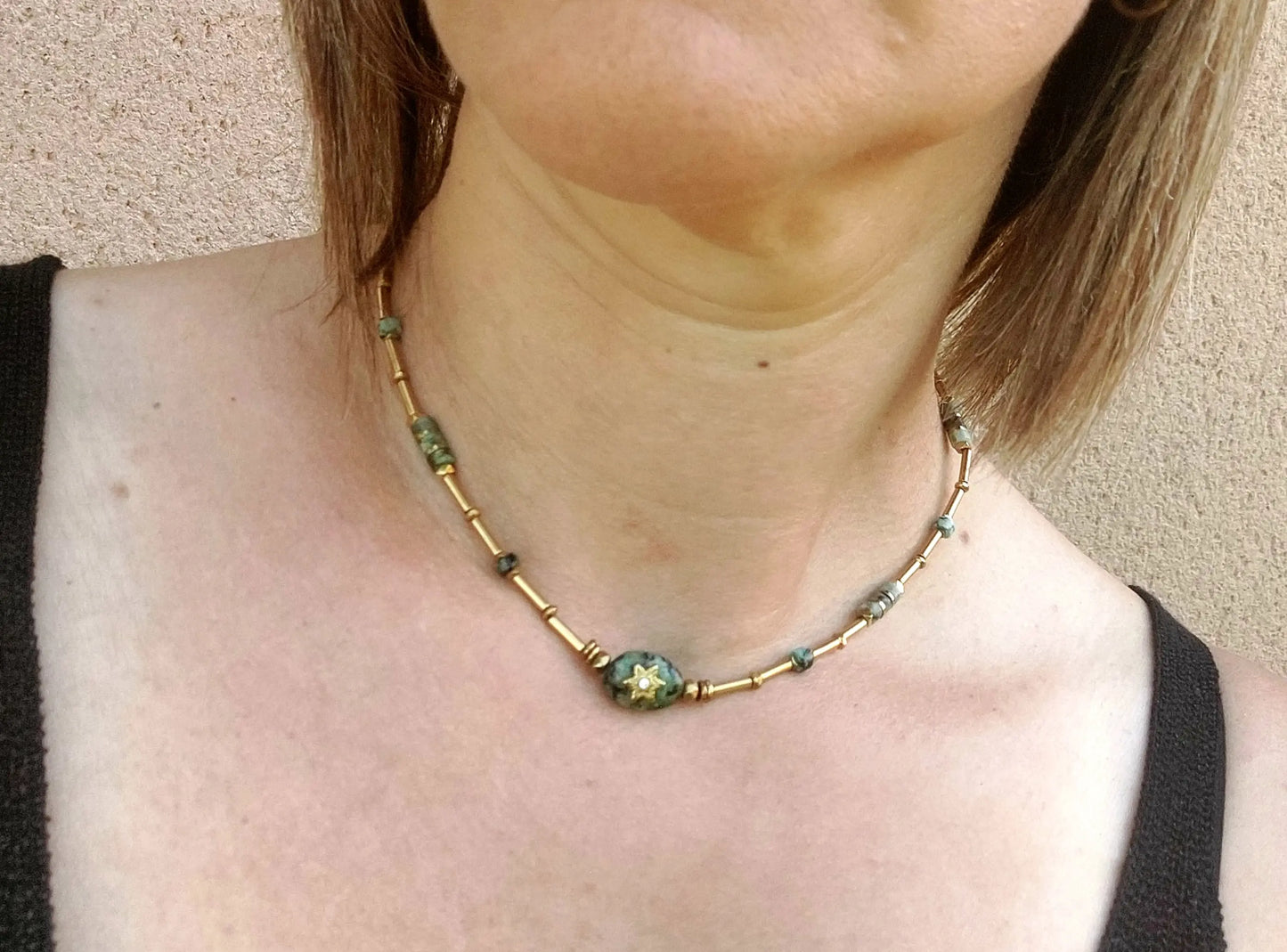 Bijou bohème porté collier aura pour femme fait main celisamm creations