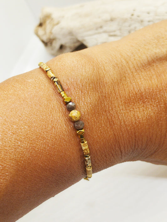 bracelet boheme jaspe paysage et labradorite africaine