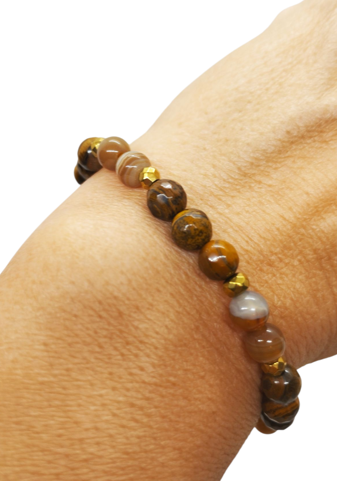 Bijou bohème agates du Botswana et oeil de tigre