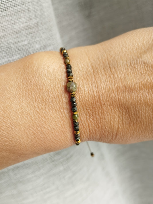 bracelet pyrite et tourmaline verte