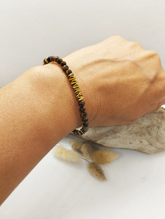 bracelet bohème élastique en œil de tigre