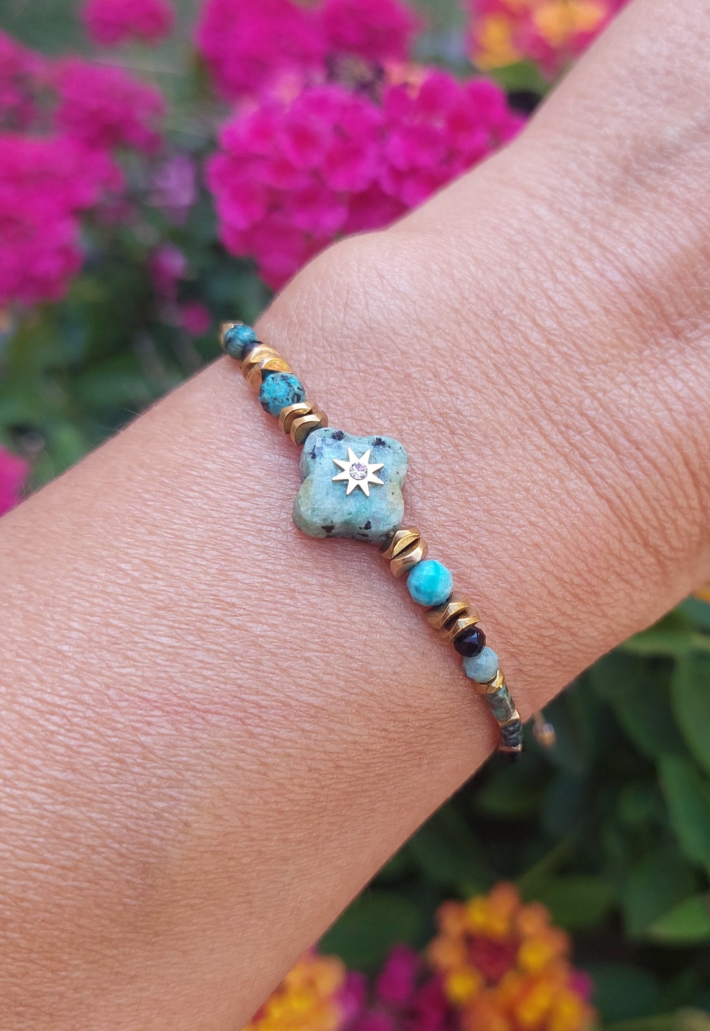 Bracelet Trefle Turquoises Africaines