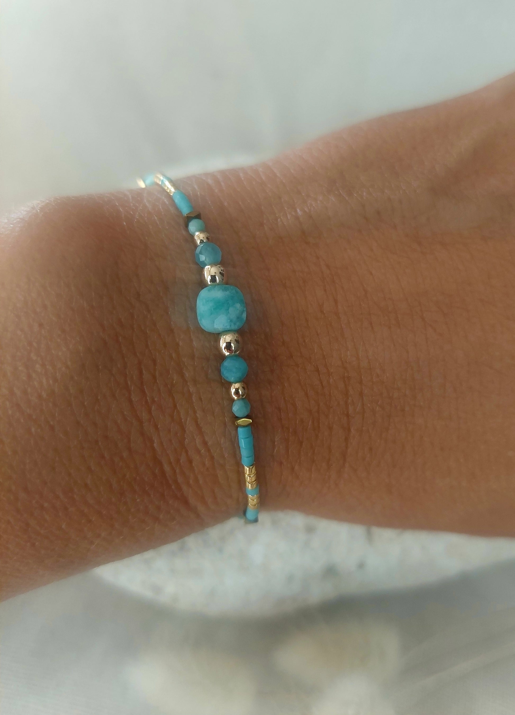 bracelet cordon amazonite
