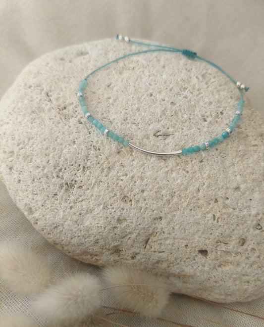 Bracelet Jonc argent et Amazonites