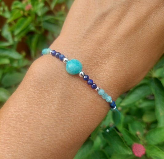 Bracelet Bohème Amazonite et Lapis-lazuli 