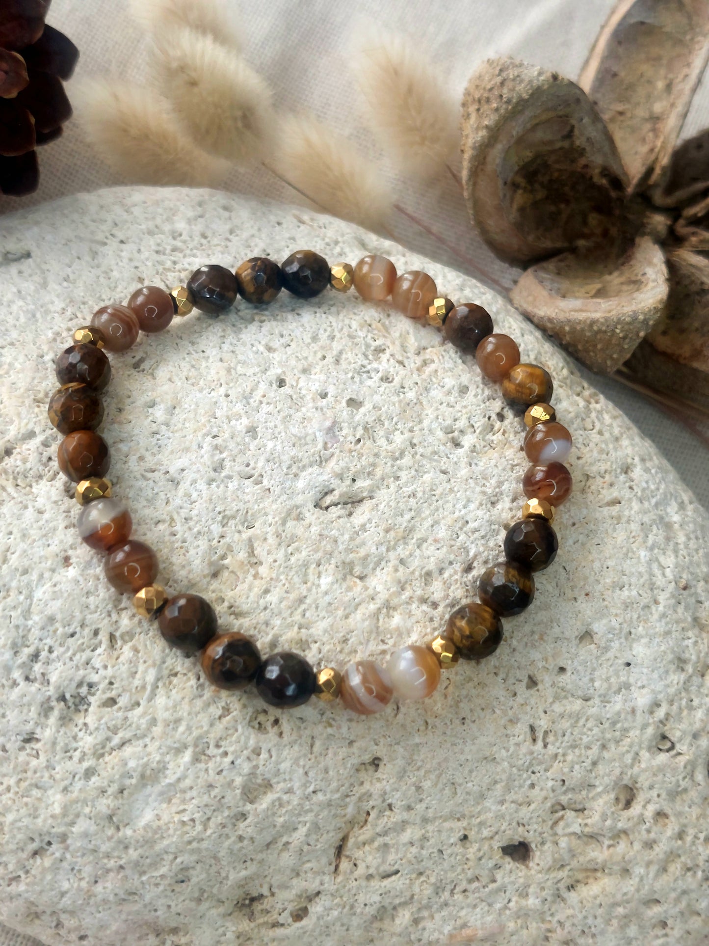 Bracelet Bohème en perles naturelles pierres naturelles 