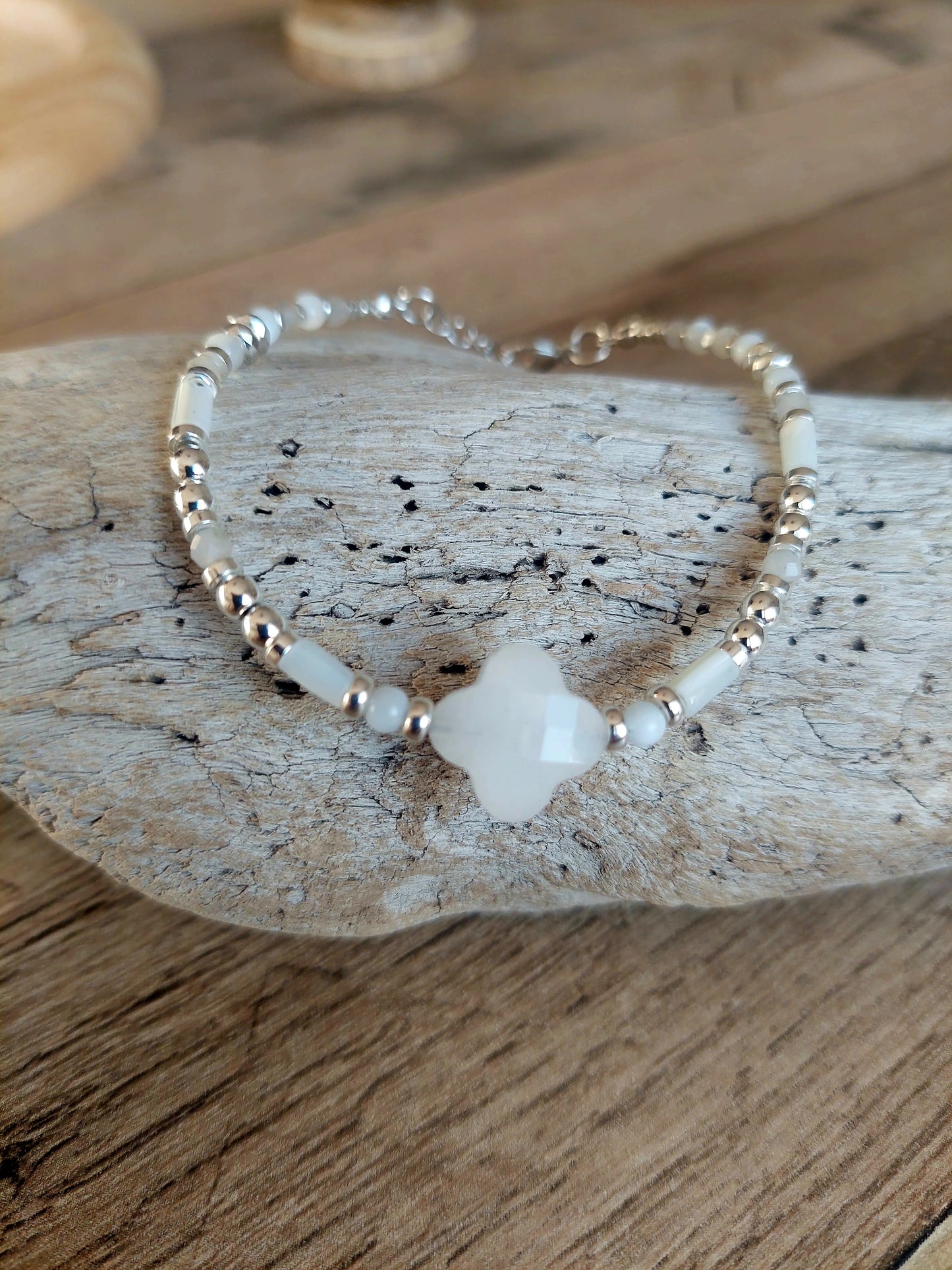 bracelet fermoir argent pierres naturelles