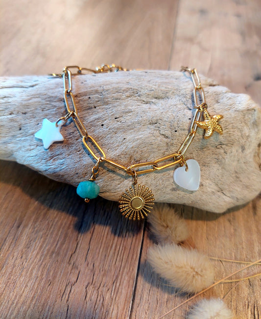 Bracelet pampilles acier inoxydable 304 L maille rectangle