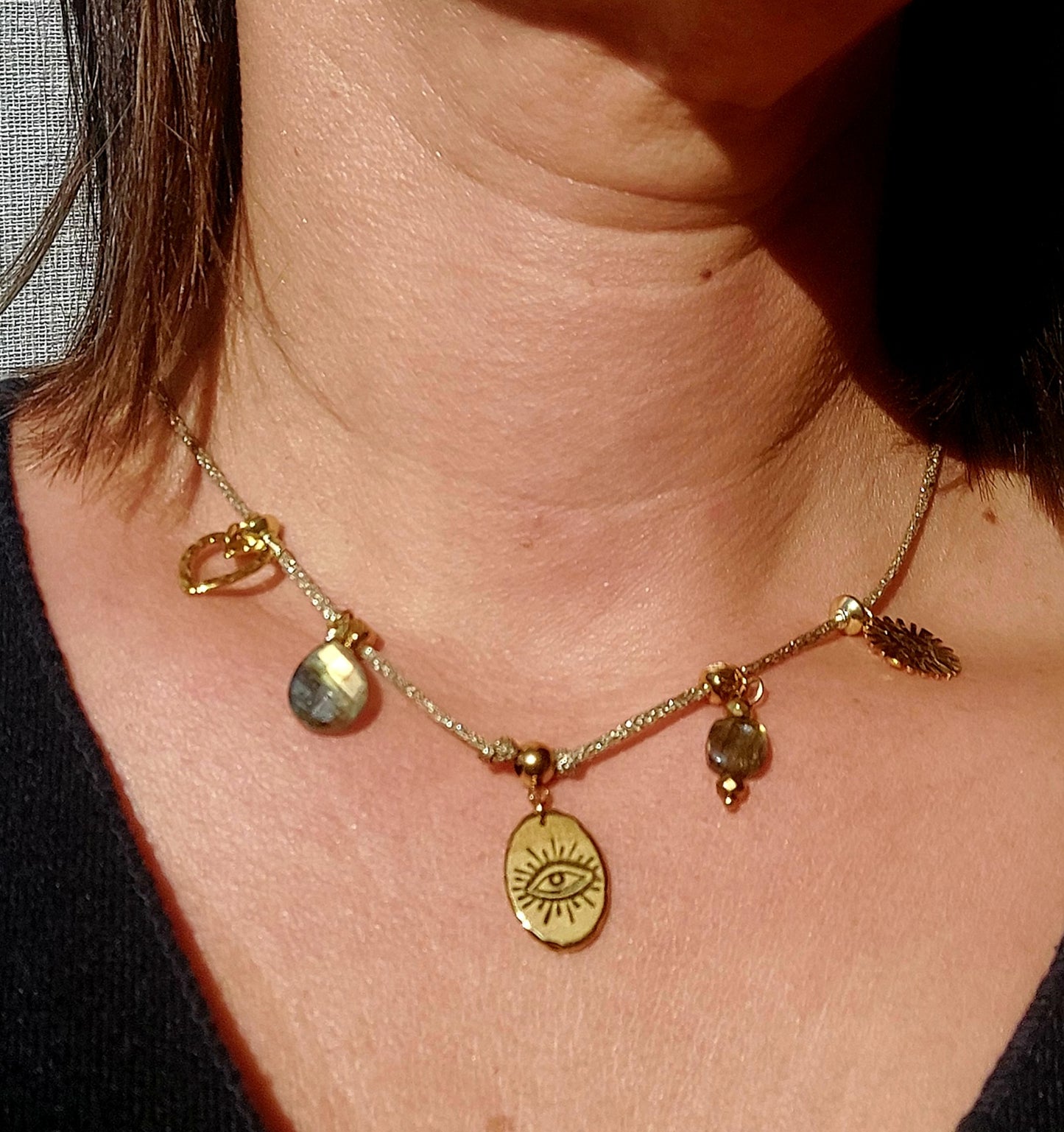 Cordon mokuba bronze fait main modèle unique 