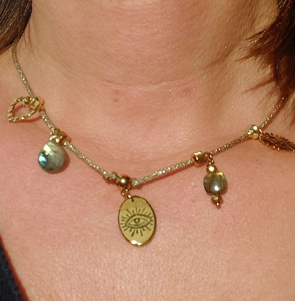 Collier fait main piece unique labradorite naturelle