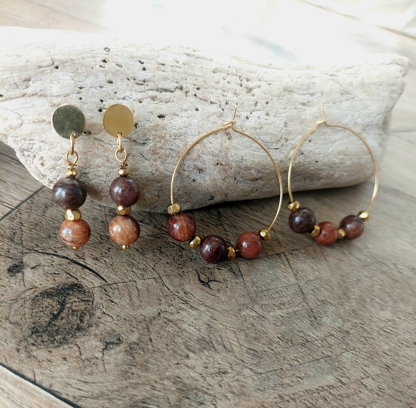 Boucles d'oreilles bohèmes acier inoxydable doré 