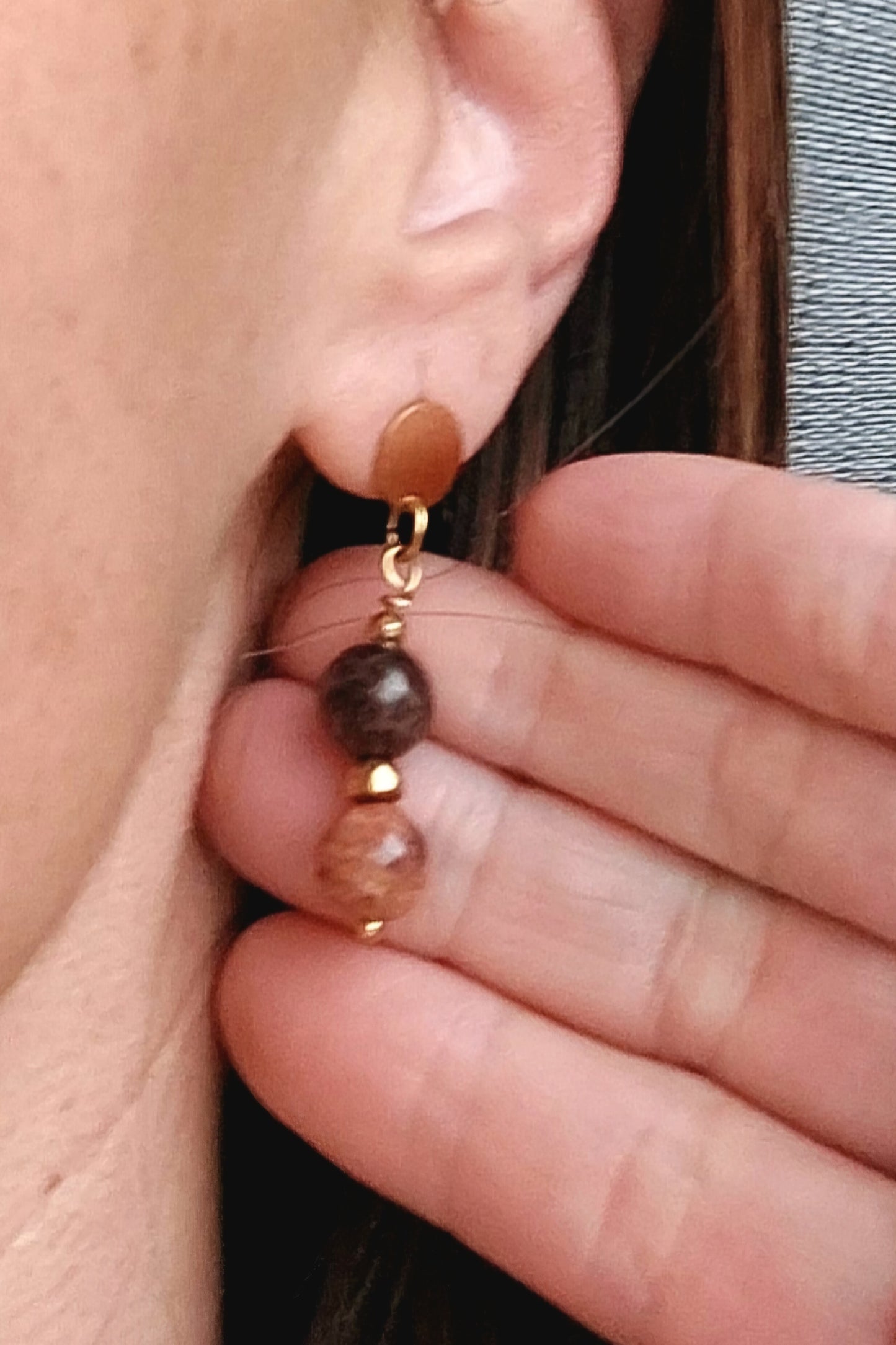 Boucles clous chrysocolle brown 