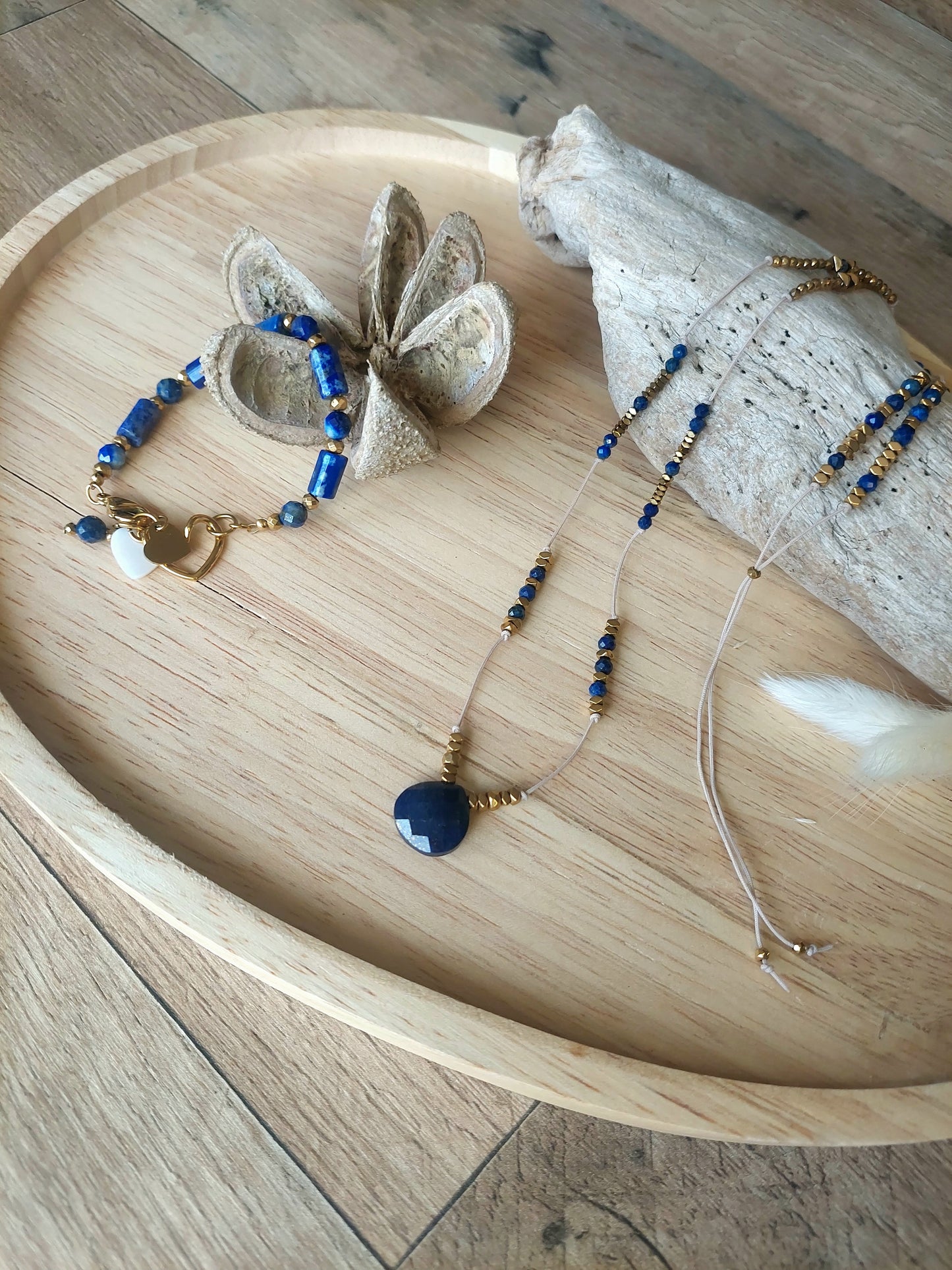 Sautoir réglage et Lapis-lazuli naturelle