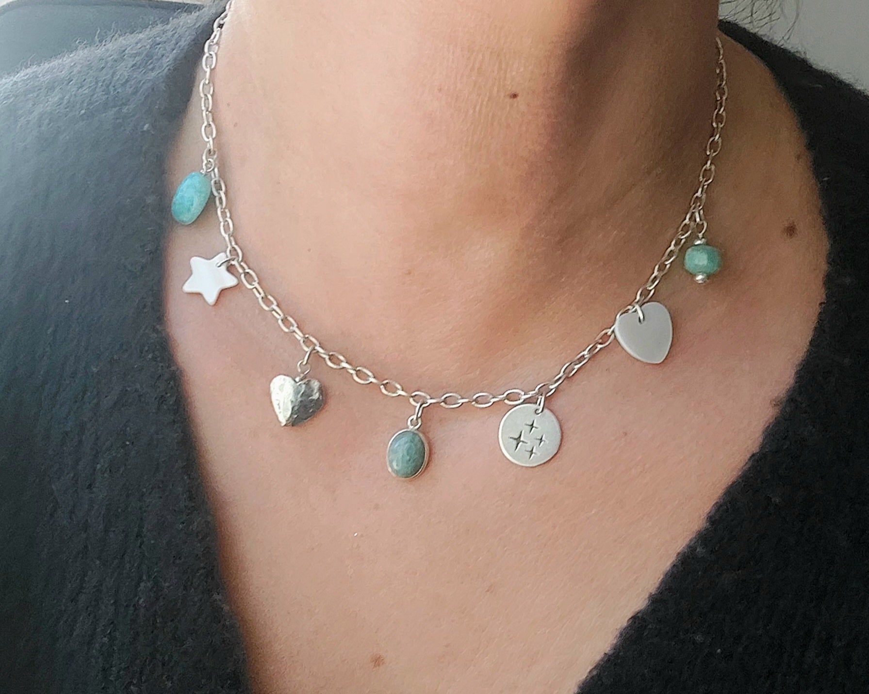 Très Beau Collier Chaîne En Argent Massif 925 - Maille Art Nouveau, Déco Simple
