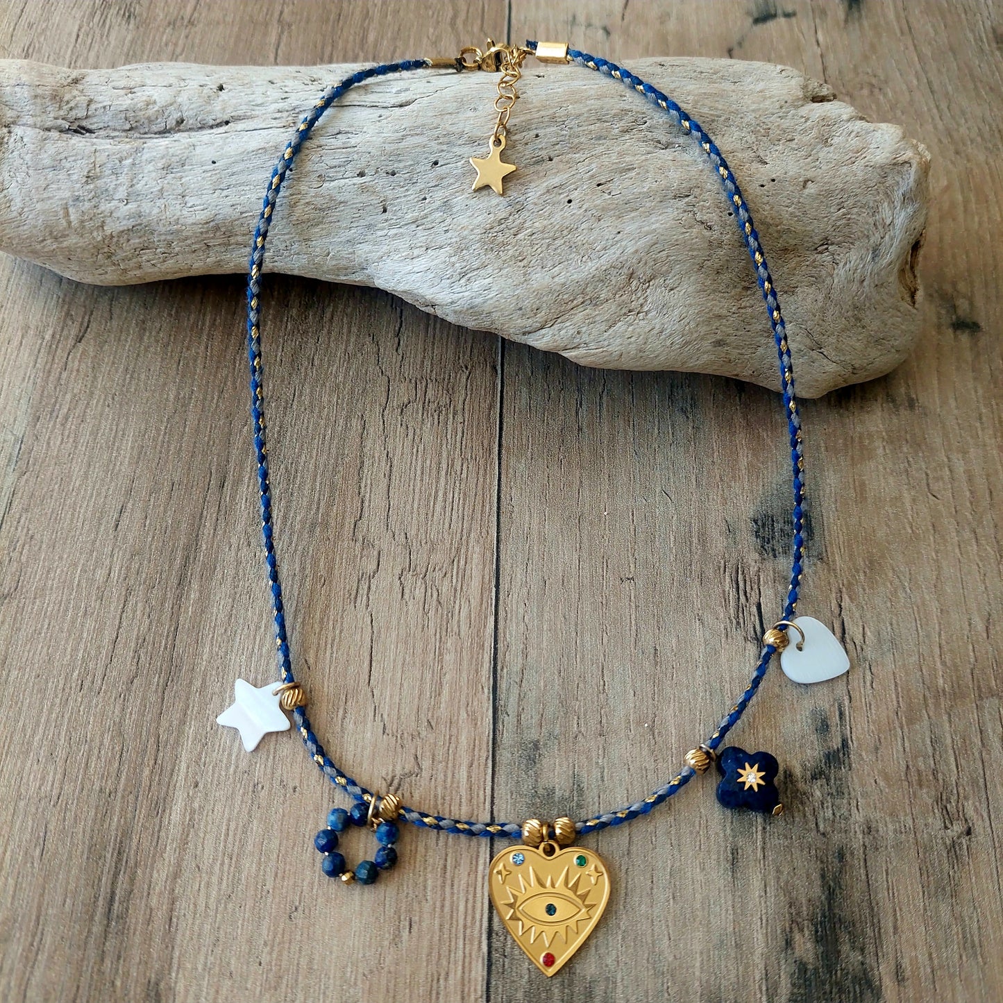 Collier cordon Talisman Bleu
