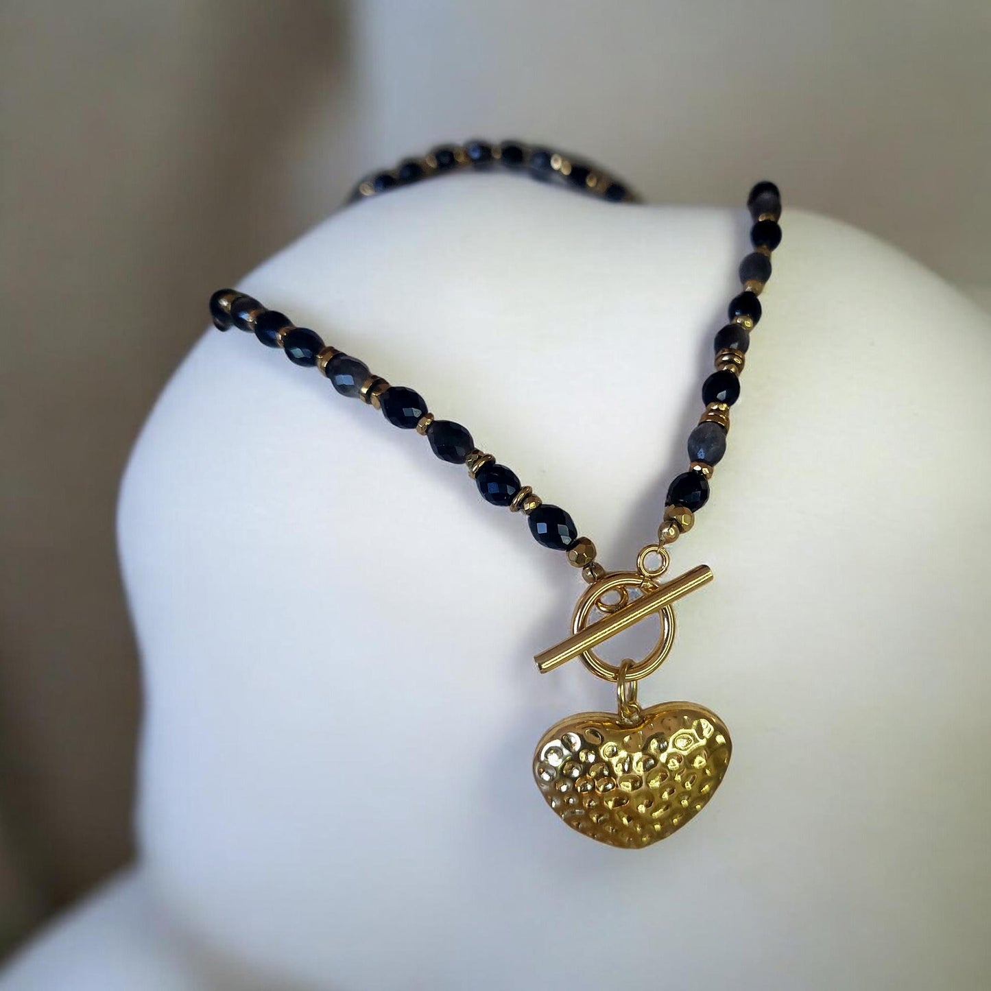Collier bohème perles naturelles et acier inoxydable 316l bijou unique fait main en France