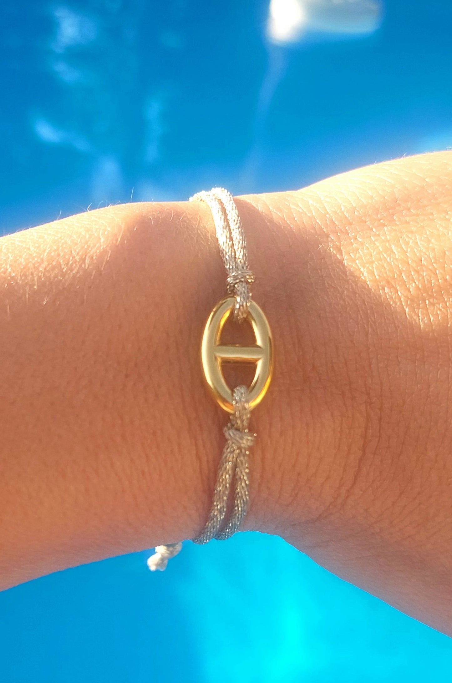 Bracelet tendance fait main cordon et noeud coulissant acier inoxydable