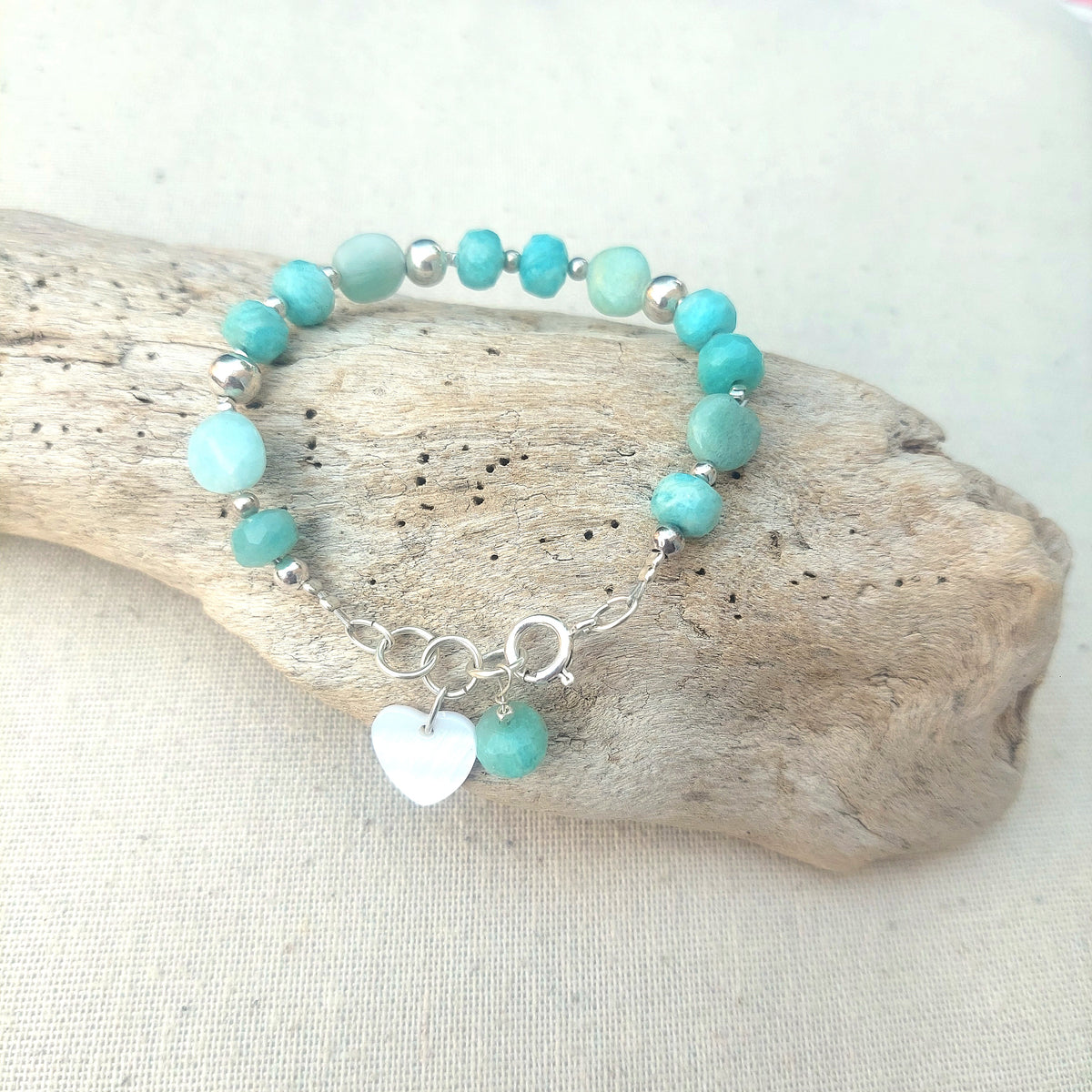 Bracelet en pierres naturelles et argent 925 fait main 