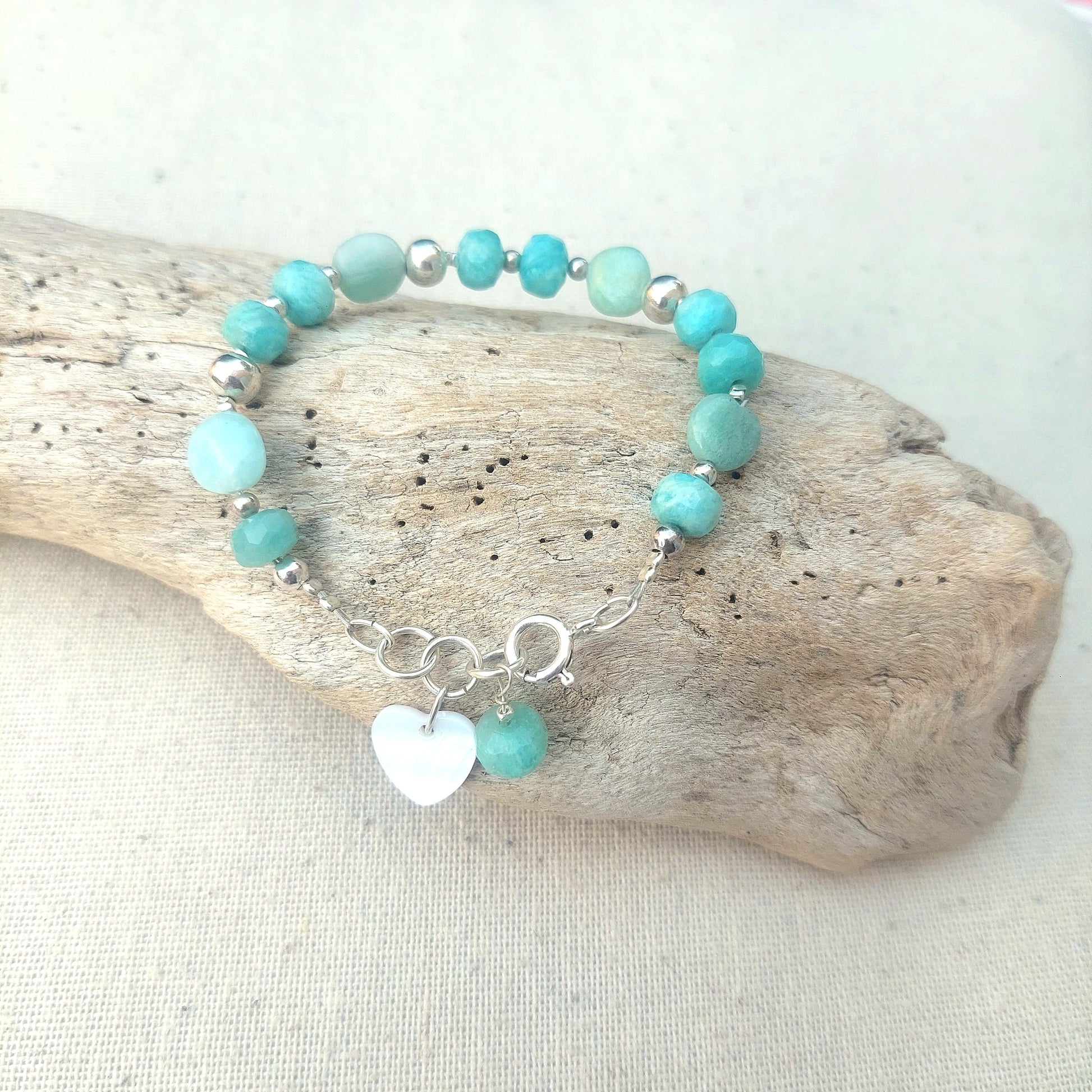 Bracelet en pierres naturelles et argent 925 fait main 