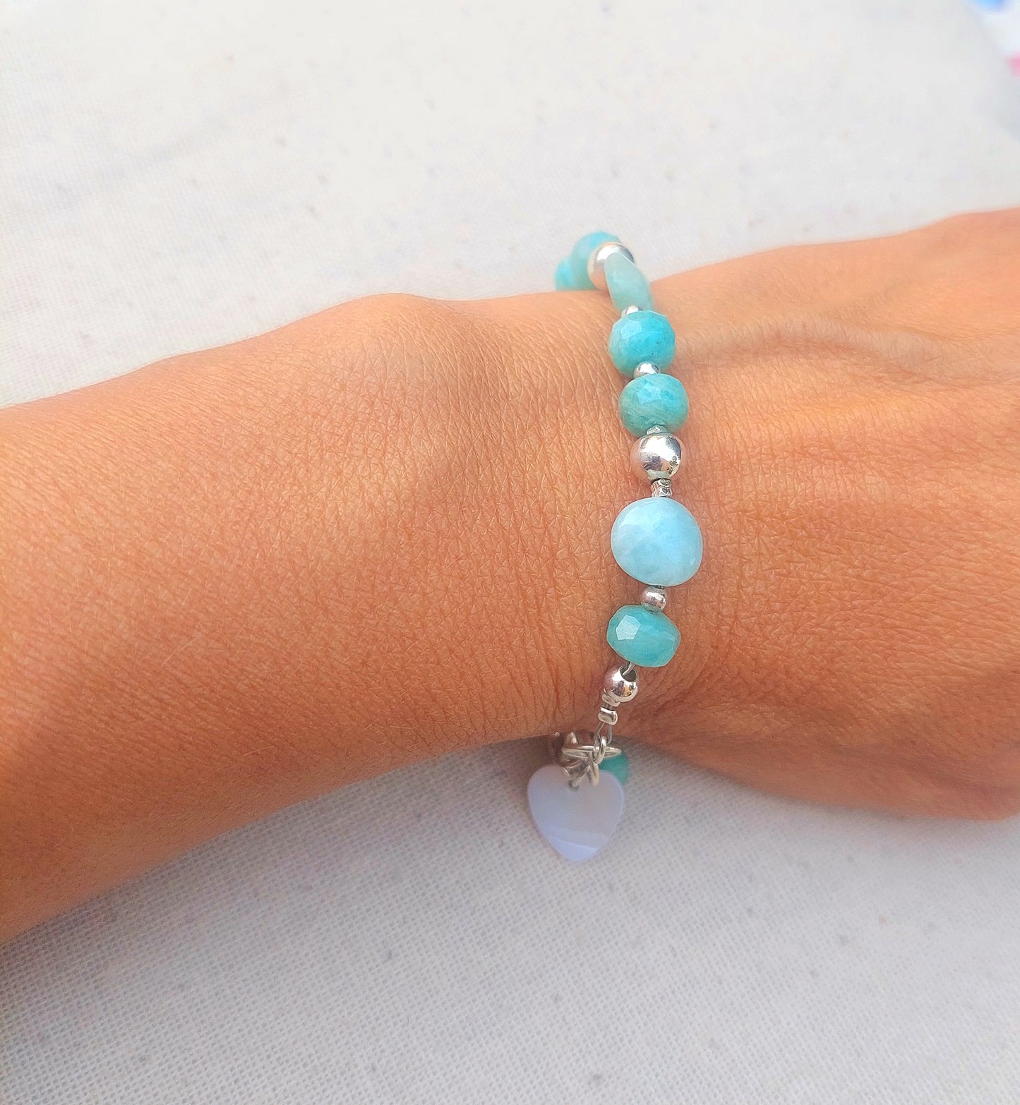 Bracelet Bohème en pierres naturelles fait main et argent 925