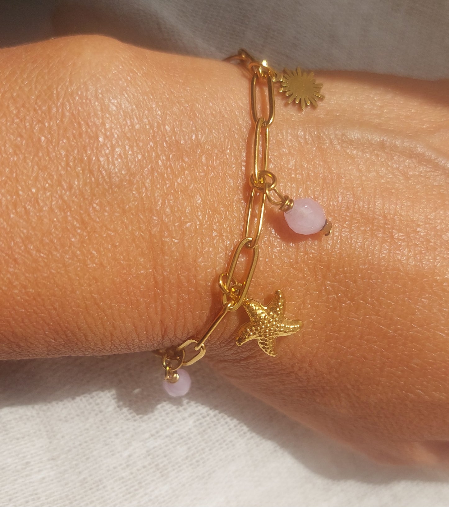 Bijou bohème bracelet gourmette pierre naturelle et acier inoxydable celisamm creations