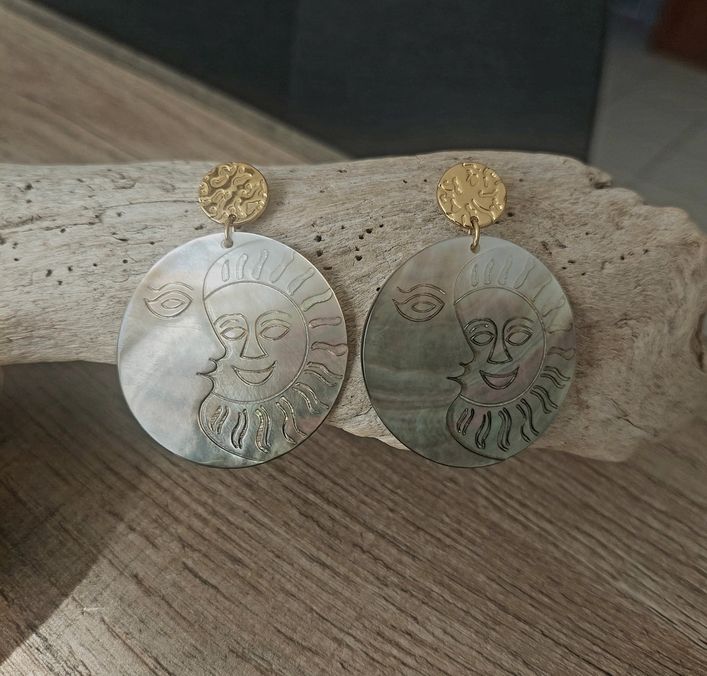 Bijou en nacre naturelle boucles d'oreilles pour femme style bohème 