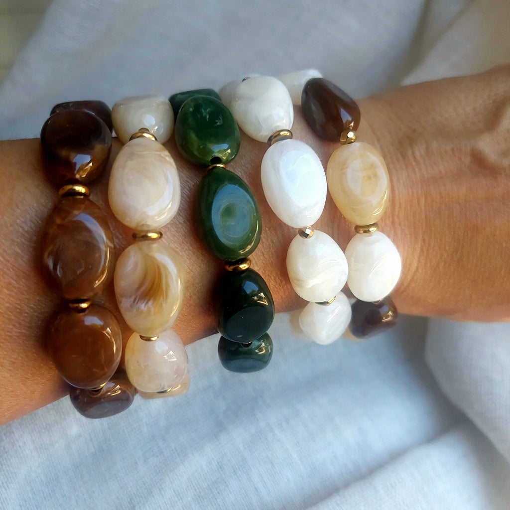 Bracelets grosses perles acryliques tendances style bohème femme