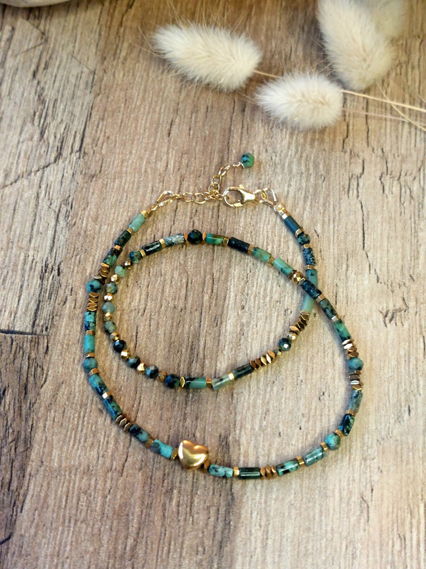 Turquoises africaines finitions gold filled