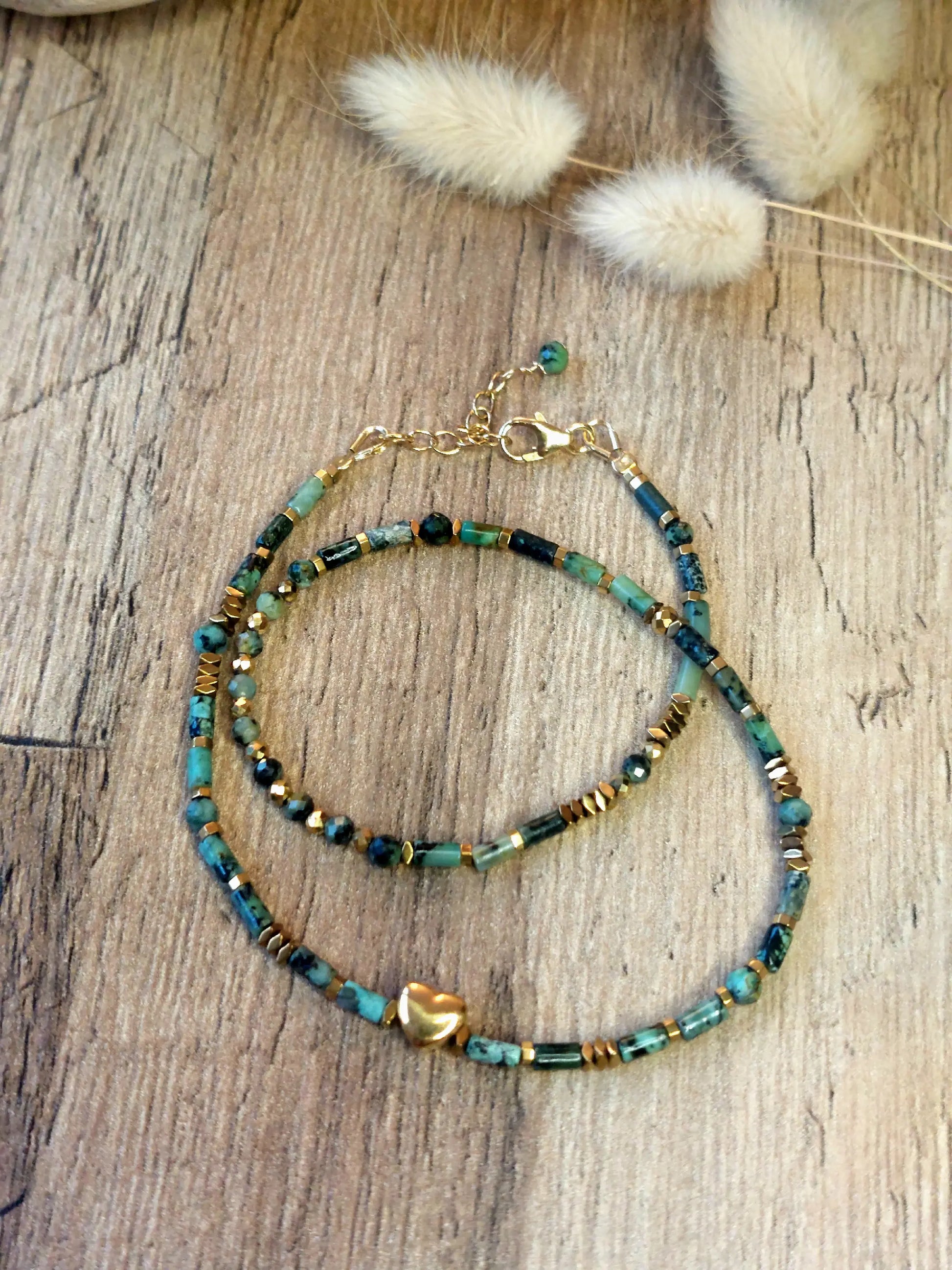 Turquoises africaines finitions gold filled