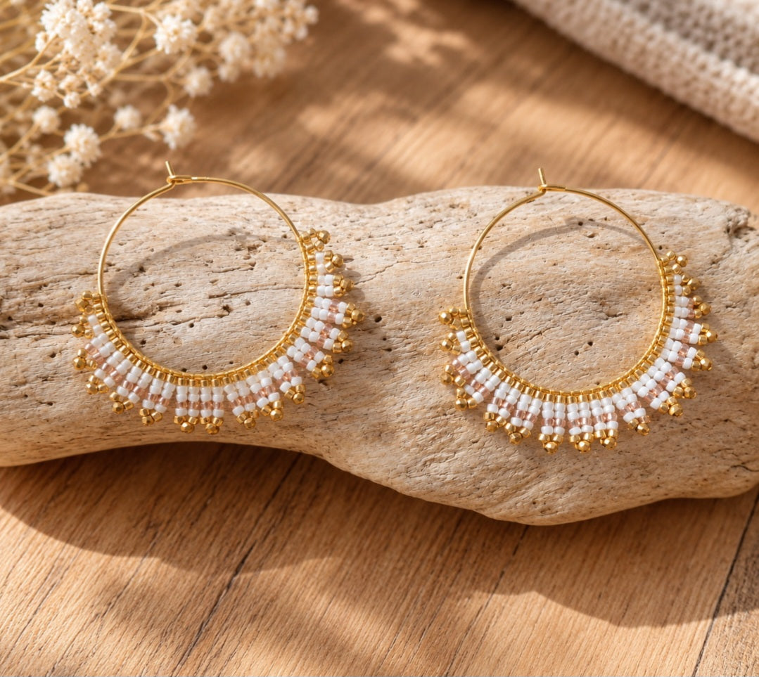 Bijoux miyuki créoles au style bohème en acier inoxydable