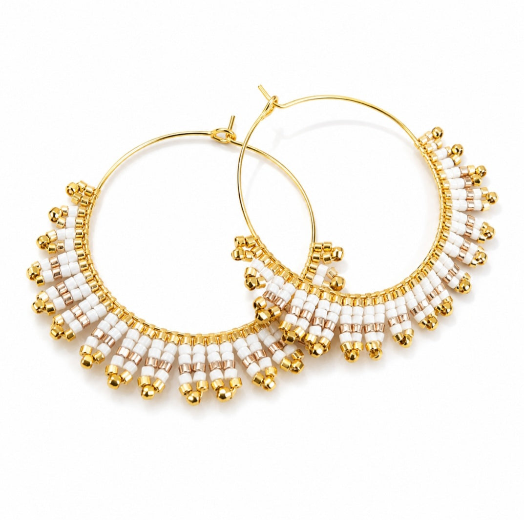 Créoles en tissage miyuki et acier inoxydable bijoux bohèmes faits main