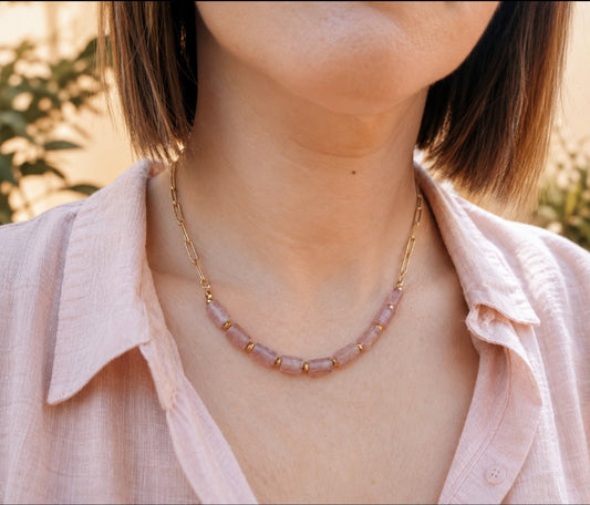 collier bohème acier inoxydable et pierres naturelles modèle unique femme celisamm creations