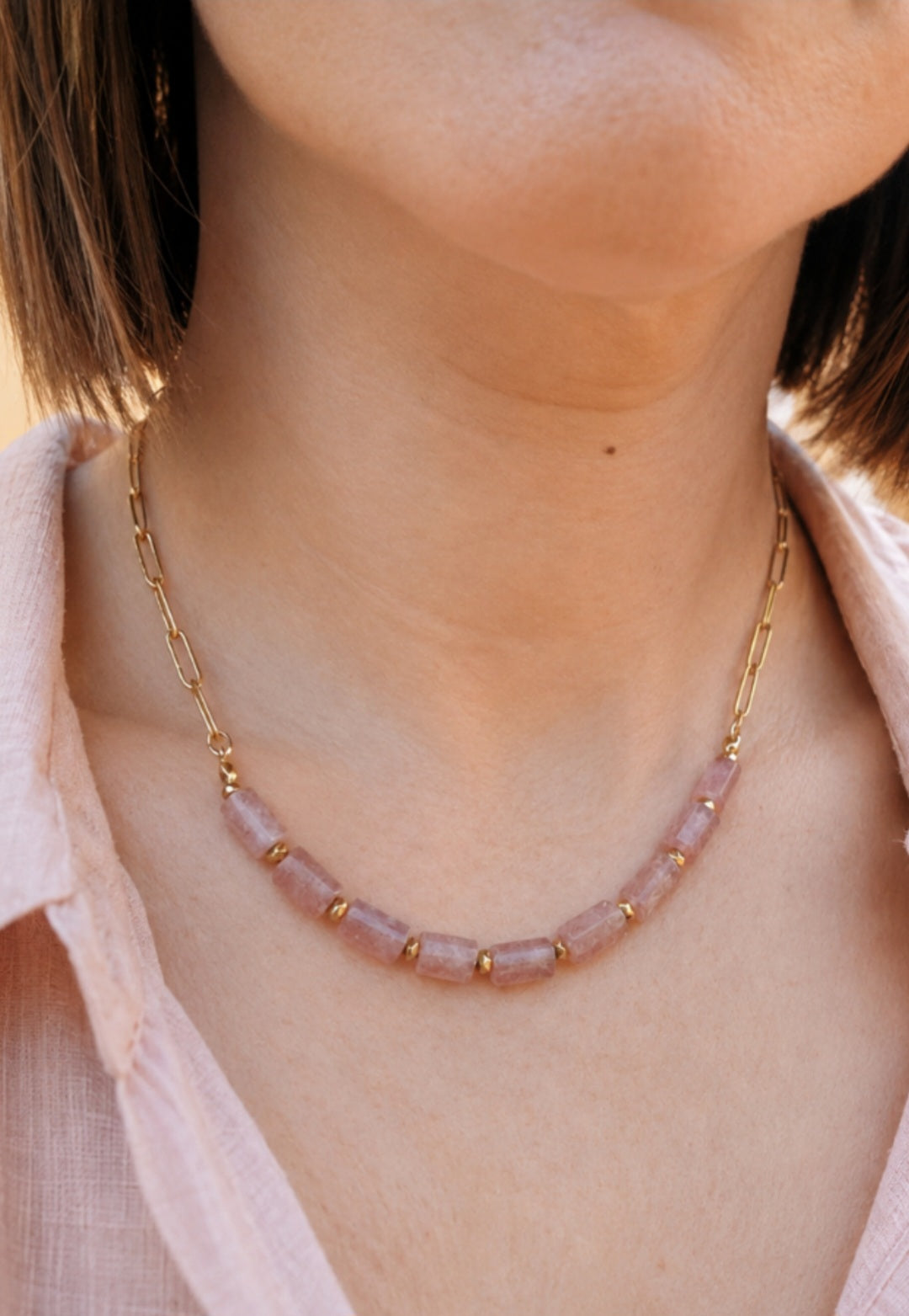 Bijou coloré femme style bohème acier inoxydable et pierres naturelles fait main