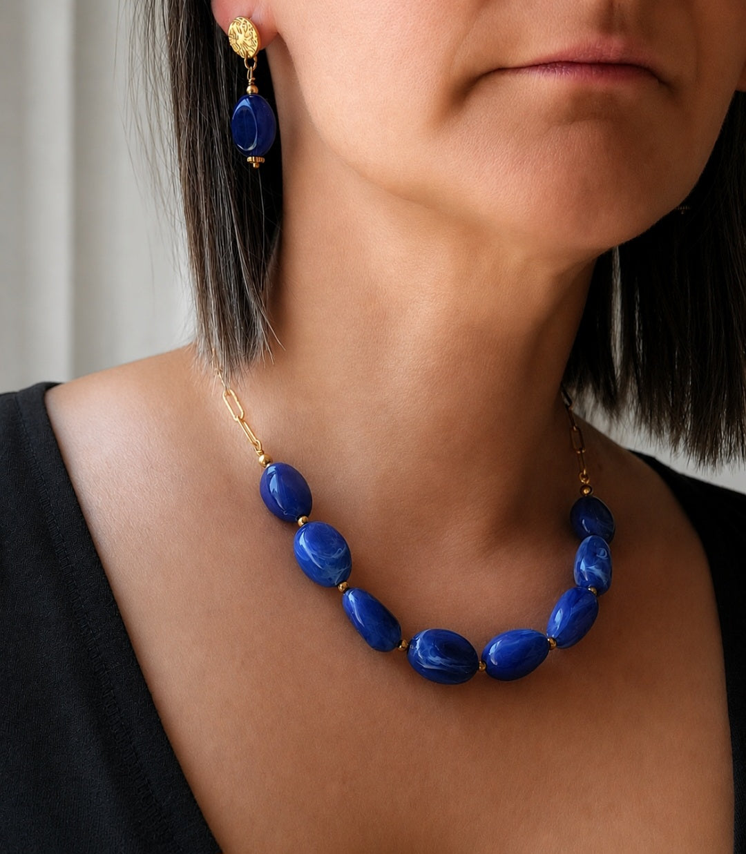 Bijou tendance bohème perles et chaine acier inoxydable femme