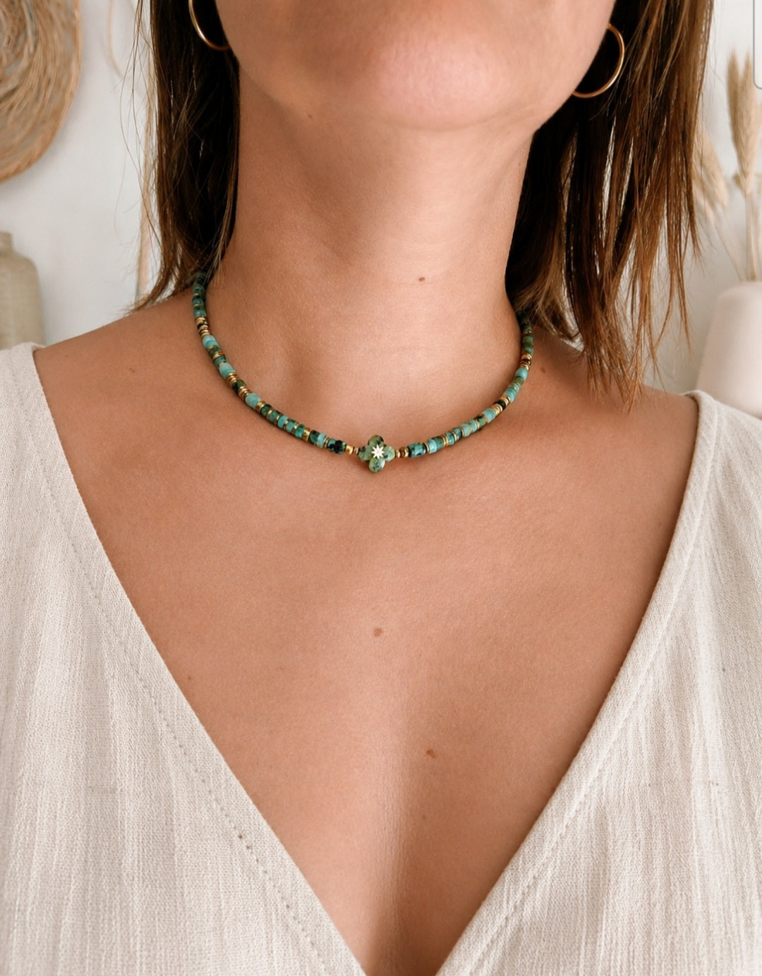 Collier fait main en pierres naturelles style bohème bijou femme